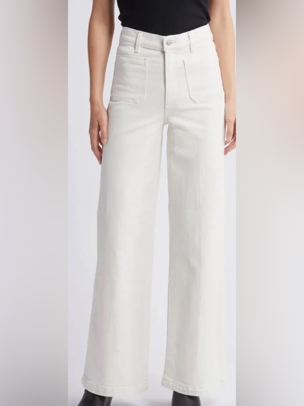 Le Jean High-Rise White Wide-Leg Jeans with Patch Pockets